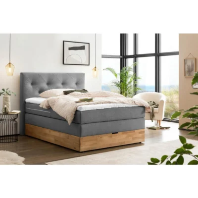 Belanoti Boxspringbett MARBO in Anthrazit, Liegefläche 140x200 cm – mit Bettkasten, Taschenfederkern